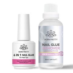 Nail Glue Remover 50ml with 6 in 1 Nail Gel Nail Tips BORN PRETTY