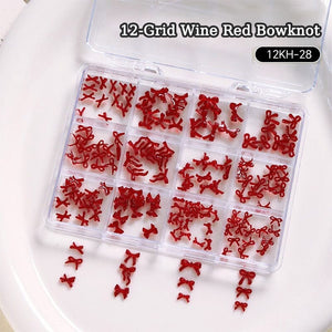 12 Grids Bowknot Nail Decorations Clearance No Brand