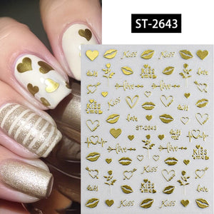 Heart 3D Nail Sticker ST-2643 Gold Nail Art No Brand