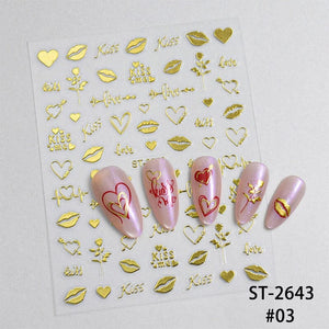 Heart 3D Nail Sticker ST-2643 Gold Nail Art No Brand