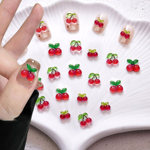 20 Stück Kirsch-Nagelverzierungen