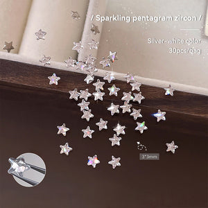 30pcs Sparkling Star Zircon Nail Decoration