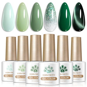 6 Colors Gel Set S59 Still Green 7ml Gel Nail Polish BORN PRETTY