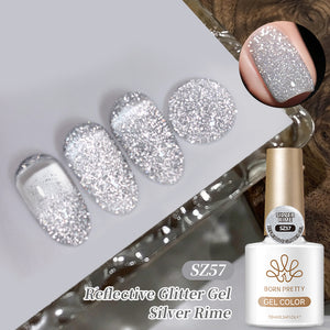 Reflective Glitter Gel SZ57 Silver Rime 10ml Gel Nail Polish BORN PRETTY