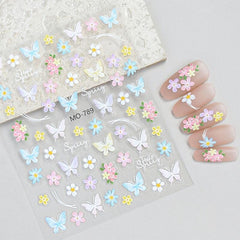Spring Flowers Butterfly 3D Nail Sticker MO-789 Clearance No Brand