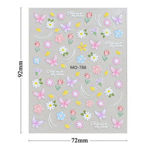 Spring Flowers Butterfly 3D Nail Sticker MO-789 Clearance No Brand
