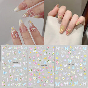 Spring Flowers Butterfly 3D Nail Sticker MO-789 Clearance No Brand