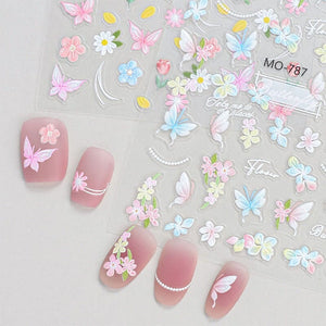 Spring Flowers Butterfly 3D Nail Sticker MO-789 Clearance No Brand