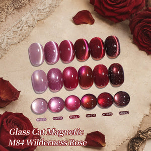 6 Colors Glass Cat Magnetic Gel M84 Wilderness Rose 7ml Gel Nail Polish BORN PRETTY
