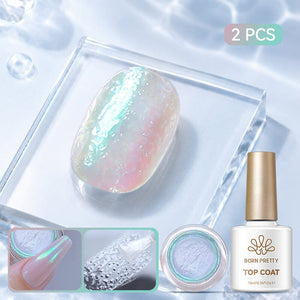 Water Ripple Top Coat Set Base & Top Coat BORN PRETTY Water Ripple Top Coat & Nail Powder #01