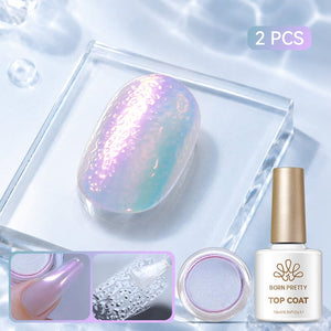 Water Ripple Top Coat Set Base & Top Coat BORN PRETTY Water Ripple Top Coat & Nail Powder #03