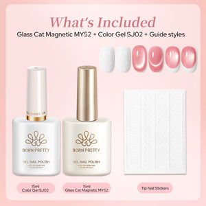 2pcs Set French Cat Magnetic Nails Kit #11