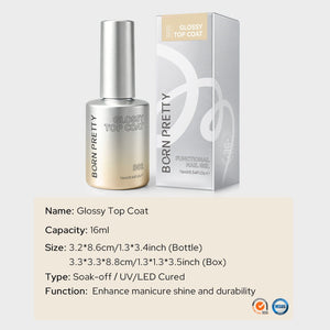 Glossy Top Coat B02 16ml Base & Top Coat BORN PRETTY