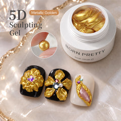 5D Sculpting Gel Metallic Gold Silver 5ml Gel Nail Polish BORN PRETTY Metallic Golden
