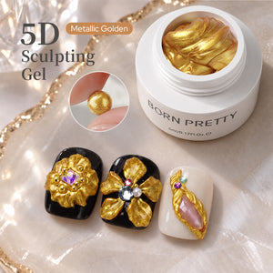 5D Sculpting Gel Metallic Gold Silver 5ml Gel Nail Polish BORN PRETTY Metallic Golden