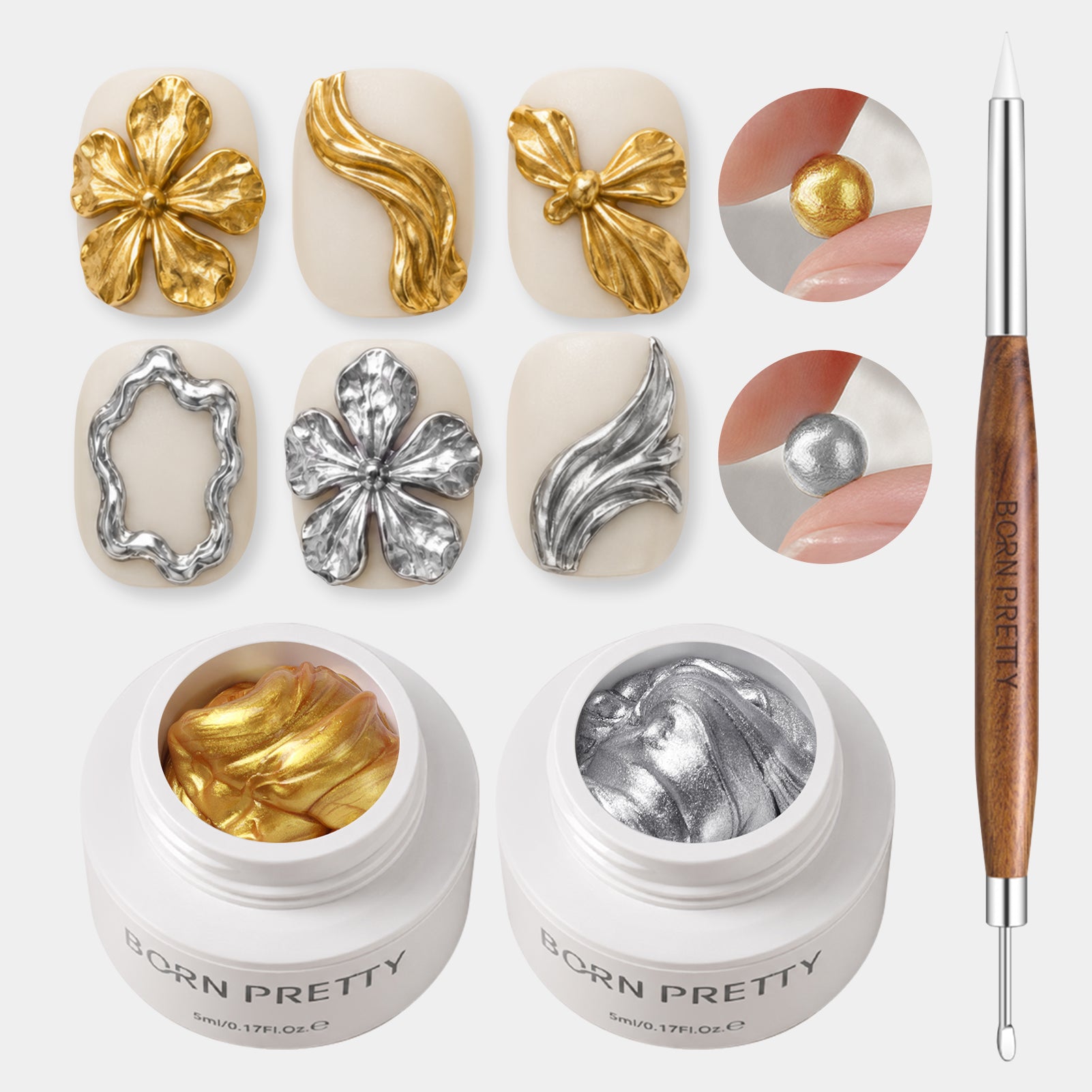 5D Sculpting Gel Metallic Gold Silver 5ml