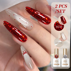 2pcs Set Glitter Gel SG38 & Cat Magnetic Gel MY03 10ml