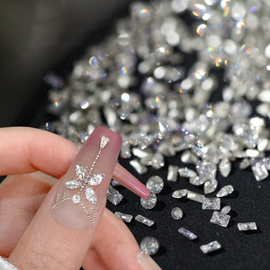 50pcs Silver Mixed Shape Flat Bottom Nail Rhinestones Nail Decoration BORN PRETTY