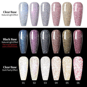 6 Colors Reflective Glitter Gel Polish Set 7ml Kits & Bundles BORN PRETTY