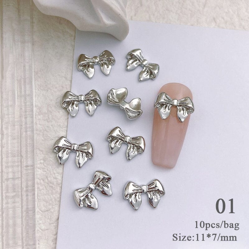 10pcs Bowknot Gold Silver Alloy Nail Decoration DIY Nails BORN PRETTY 01 
