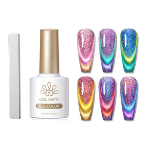 Colored Cat Magnetic Gel MY114-MY119 Reflective Glass 10ml Gel Nail Polish BORN PRETTY 