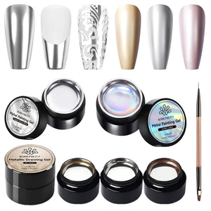 Metal Painting Gel 5ml Gel Nail Polish BORN PRETTY Whole Set 