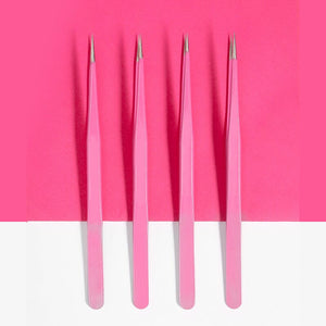 Pink Straight Nail Tweezers with Silicone Head Tools & Accessories No Brand 