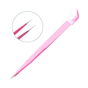 Pink Straight Nail Tweezers with Silicone Head Tools & Accessories No Brand 
