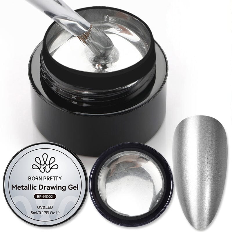 Silver Metallic Drawing Gel MD02 5ml Gel Nail Polish BORN PRETTY 