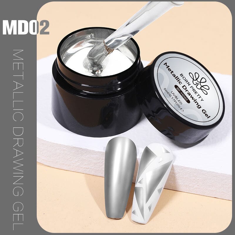 Silver Metallic Drawing Gel MD02 5ml Gel Nail Polish BORN PRETTY 