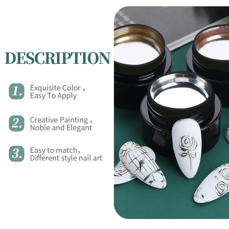 3 Colors Metallic Drawing Gel 5ml Gel Nail Polish BORN PRETTY 