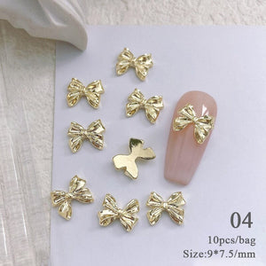 10pcs Bowknot Gold Silver Alloy Nail Decoration DIY Nails BORN PRETTY 04 