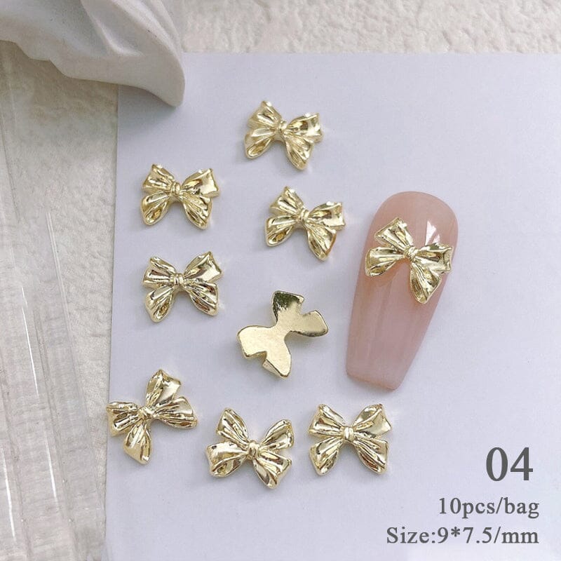10pcs Bowknot Gold Silver Alloy Nail Decoration DIY Nails BORN PRETTY 04 