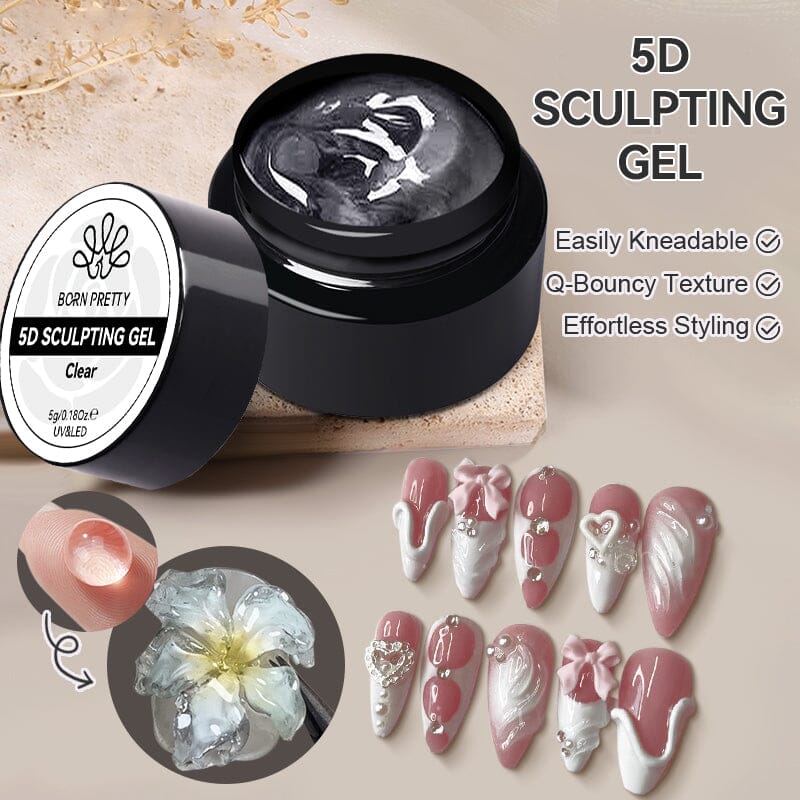 Clear 5D Sculpting Gel 5g HEMA/TPO FREE Gel Nail Polish BORN PRETTY 