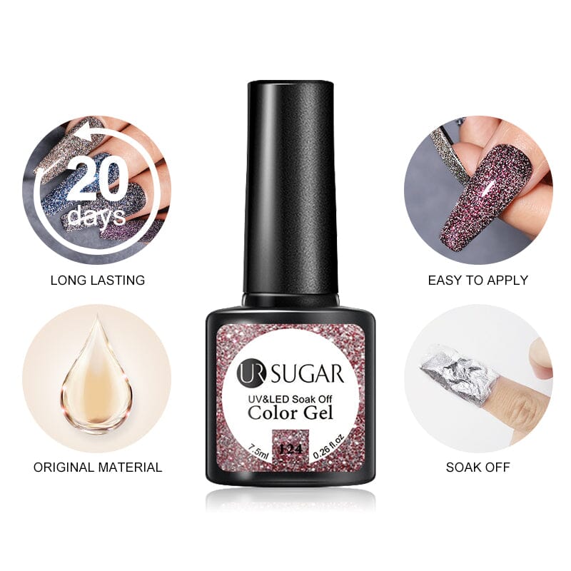 Glitter Reflective Gel UR-123 7.5ml Gel Nail Polish UR SUGAR 