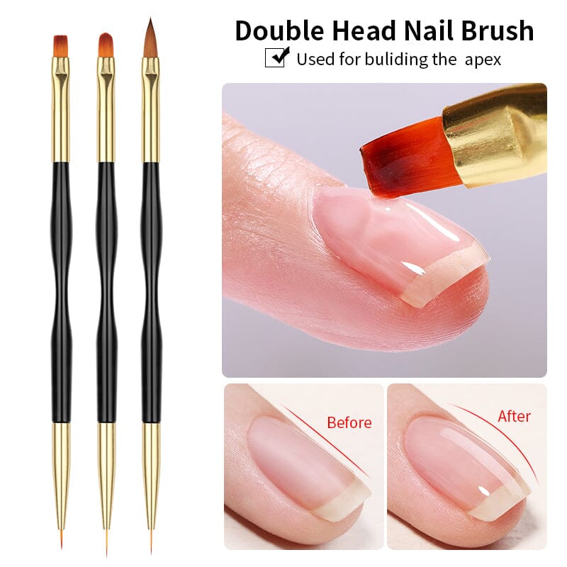 3pcs Double Head UV Gel Nail Brushes Nail Tools BORN PRETTY 