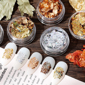 Holographic Gold Flakes Nail Glitter Foils #01 Nail Art No Brand 