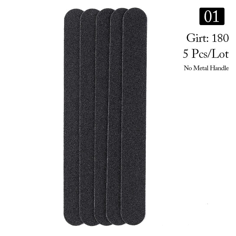 5pcs Black Nail Files 180/180 Tools & Accessories No Brand 