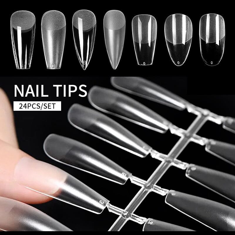 24pcs Semi-frosted Medium Trapezoidal False Nail Tips Nail Tips No Brand 