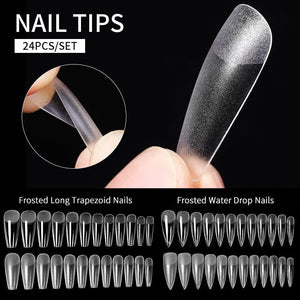 24pcs Semi-frosted Medium Trapezoidal False Nail Tips Nail Tips No Brand 