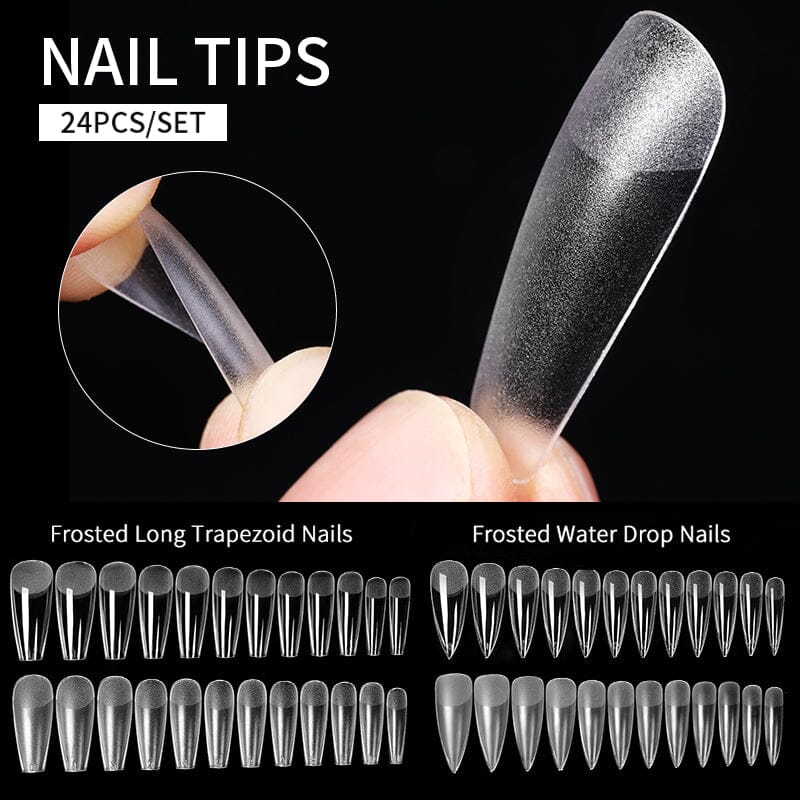 24pcs Semi-frosted Medium Trapezoidal False Nail Tips Nail Tips No Brand 
