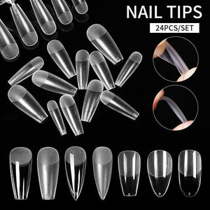 24pcs Semi-frosted Medium Trapezoidal False Nail Tips Nail Tips No Brand 