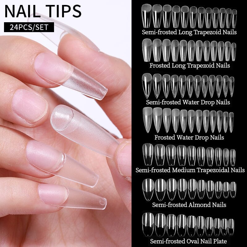 24pcs Semi-frosted Medium Trapezoidal False Nail Tips Nail Tips No Brand 