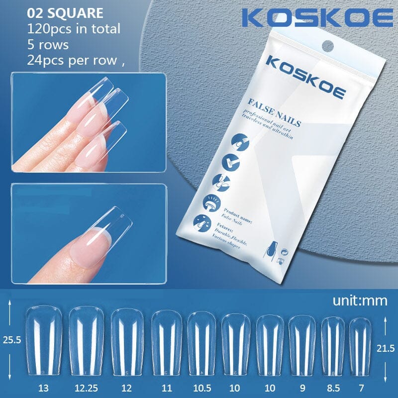 120pcs Full Cover Clear Matte Ultra-thin False Nail Tips Nail Tips KOSKOE 02 