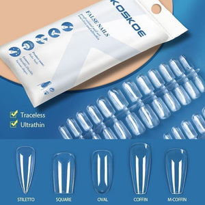 120pcs Coffin Full Cover Clear False Nail Tips 04 Nail Tips KOSKOE 