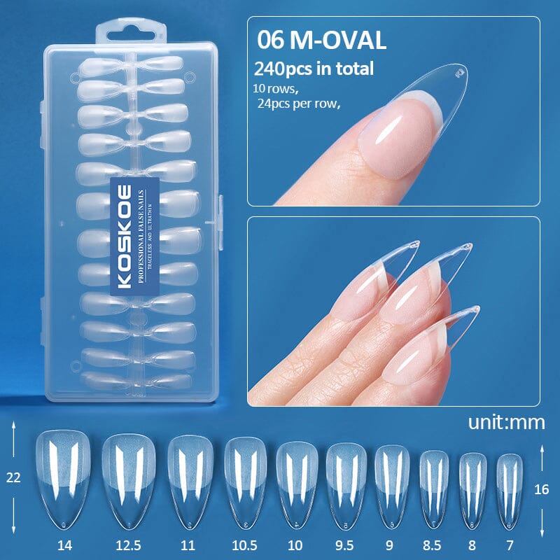 240pcs M-Oval Semi-Matte False Nail Tips Nail Tips KOSKOE 