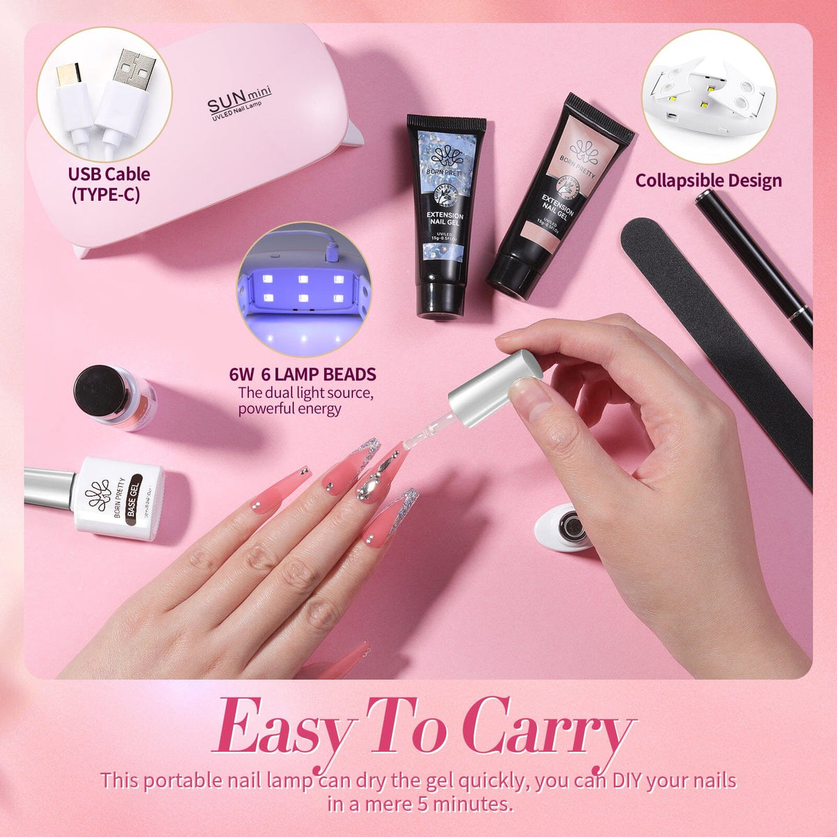 6 Colors Extension Nail Gel Starter Kit Gel Nail Polish BORN PRETTY 