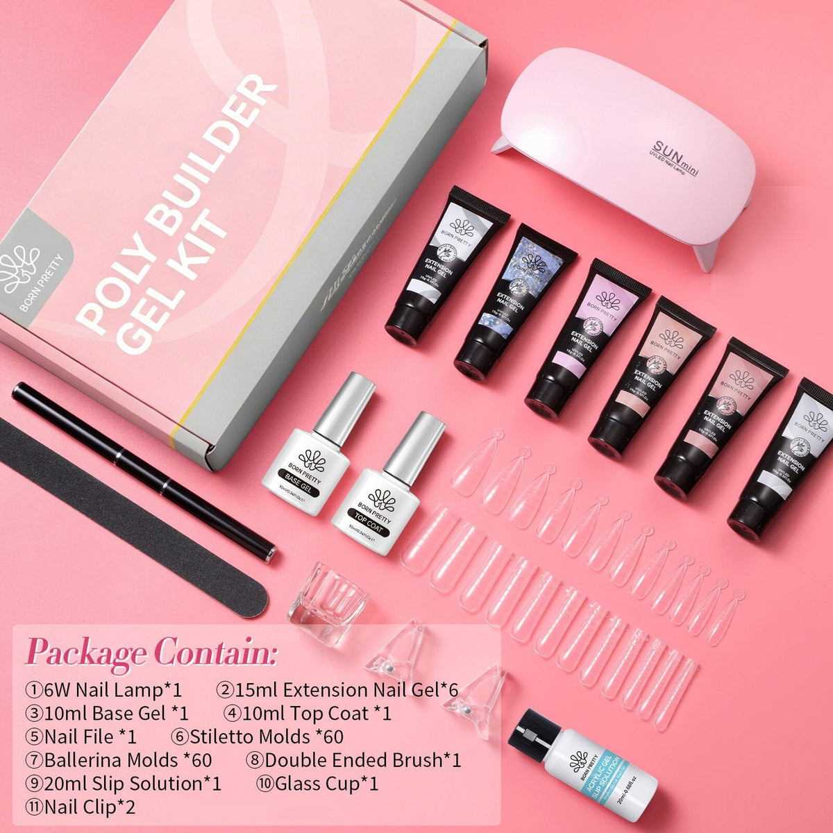 6 Colors Extension Nail Gel Starter Kit Gel Nail Polish BORN PRETTY 