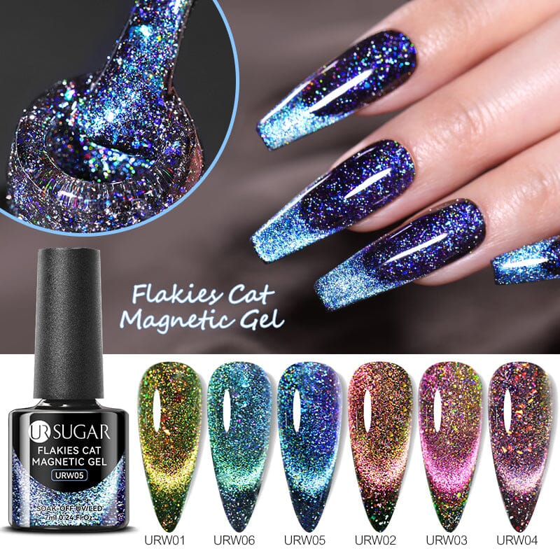 Flakies Cat Magnetic Gel 7ml Clearance UR SUGAR 6 Colors 