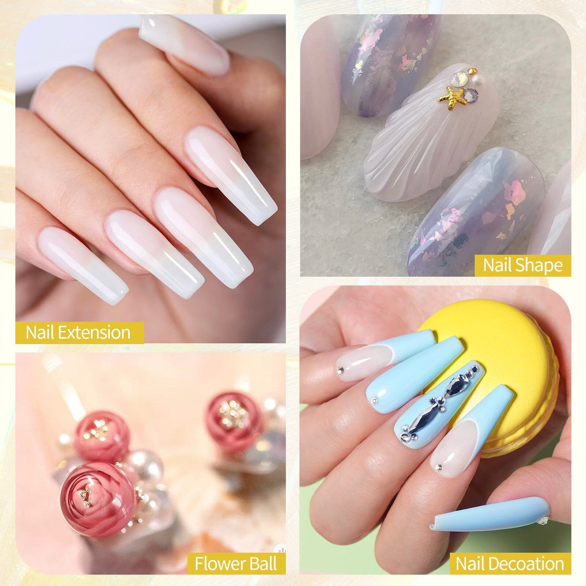 [US ONLY] 4pcs Extension Nail Kit Jelly White 60ml Gel Nail Polish BORN PRETTY 